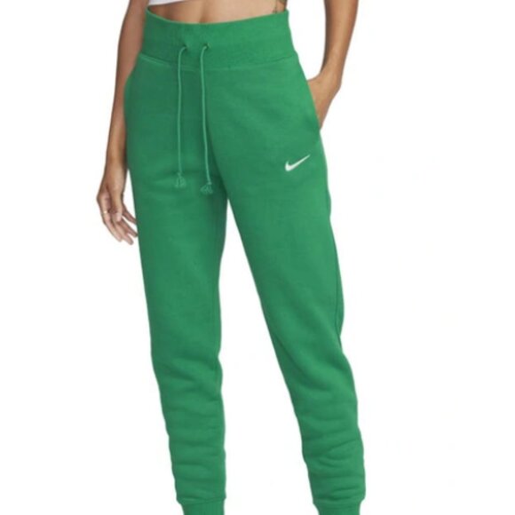 (New) NIKE Women's Phoenix Fleece High-Waisted Joggers in Green